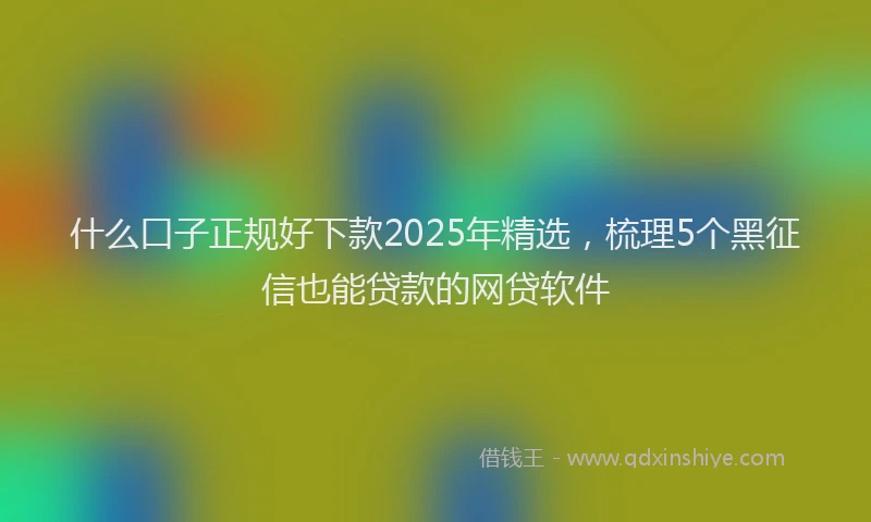 什么口子正规好下款2025年精选，梳理5个黑征信也能贷款的网贷软件