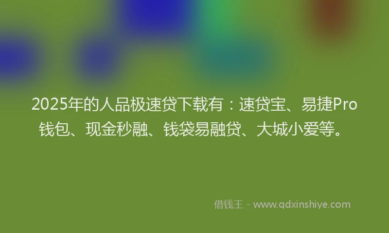 2025年的人品极速贷下载有:速贷宝、易捷Pro钱包、现金秒融、钱袋易融贷、大城小爱等。