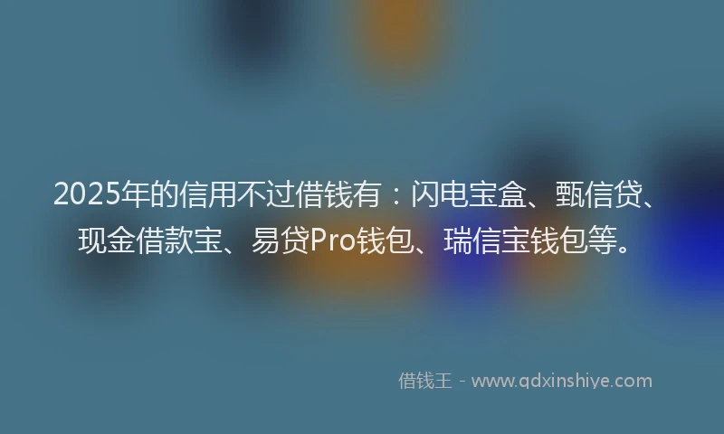 2025年的信用不过借钱有:闪电宝盒、甄信贷、现金借款宝、易贷Pro钱包、瑞信宝钱包等。