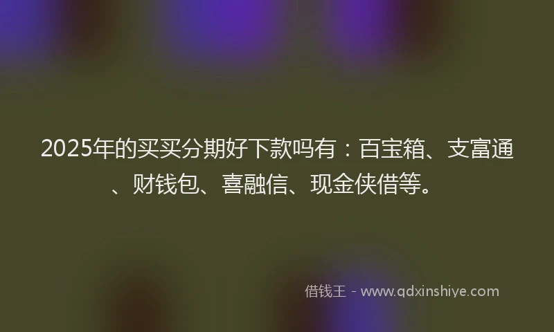 2025年的买买分期好下款吗有：百宝箱、支富通、财钱包、喜融信、现金侠借等。