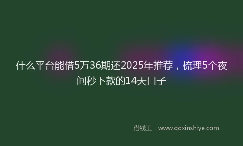 什么平台能借5万36期还2025年推荐，梳理5个夜间秒下款的14天口子