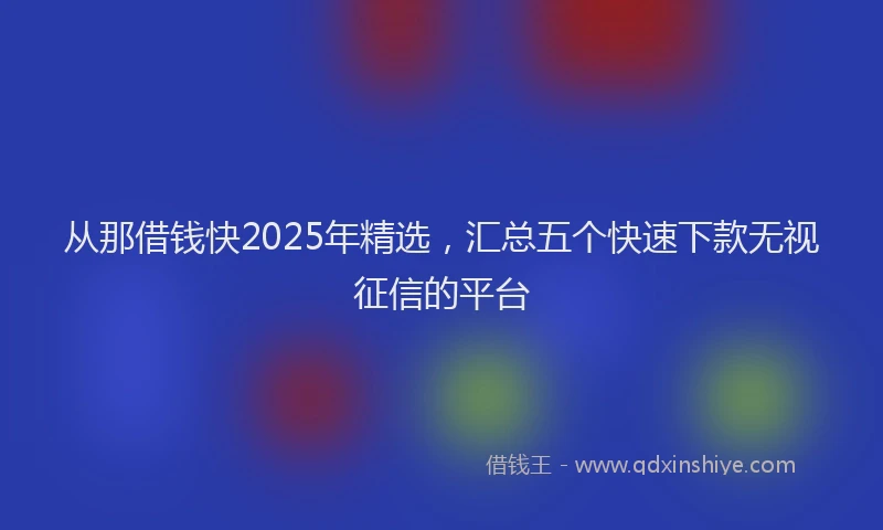 从那借钱快2025年精选，汇总五个快速下款无视征信的平台