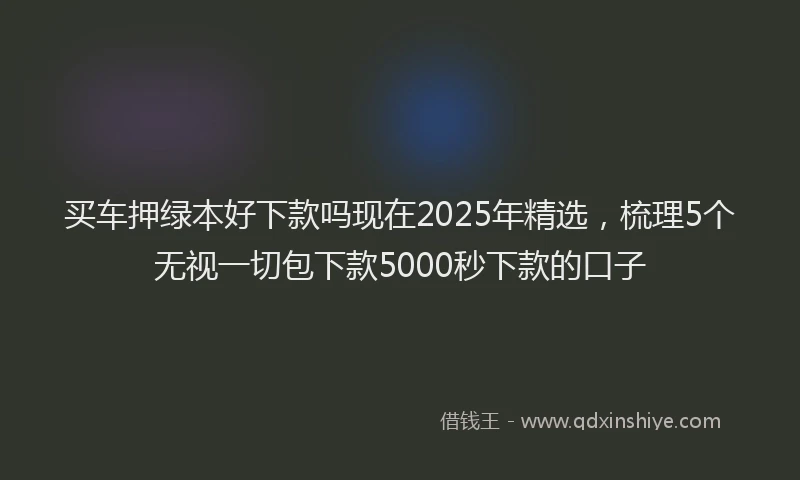 买车押绿本好下款吗现在2025年精选，梳理5个无视一切包下款5000秒下款的口子