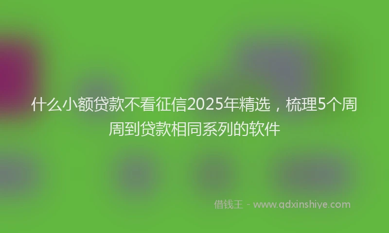 什么小额贷款不看征信2025年精选，梳理5个周周到贷款相同系列的软件