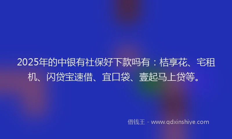 2025年的中银有社保好下款吗有：桔享花、宅租机、闪贷宝速借、宜口袋、壹起马上贷等。