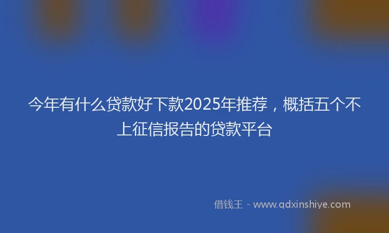 今年有什么贷款好下款2025年推荐，概括五个不上征信报告的贷款平台