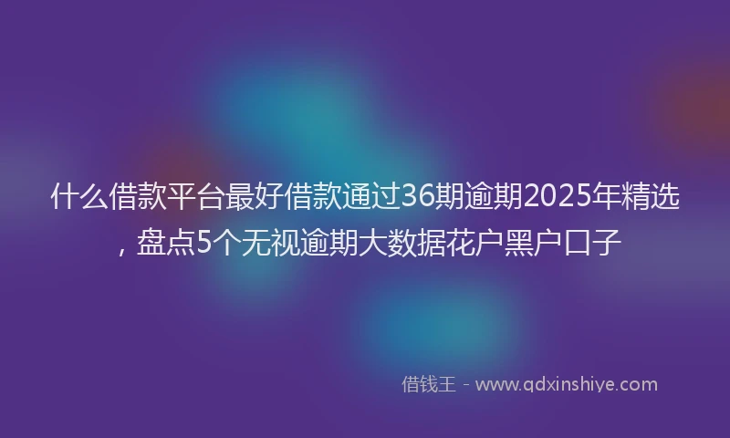 什么借款平台最好借款通过36期逾期2025年精选，盘点5个无视逾期大数据花户黑户口子