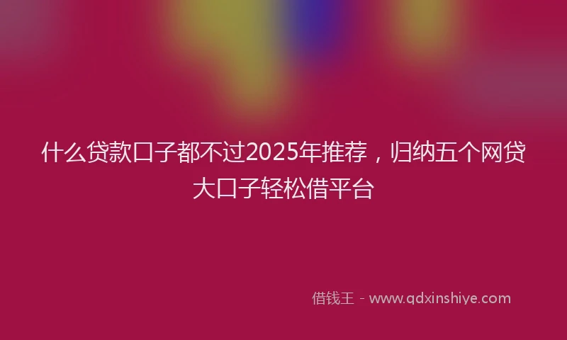 什么贷款口子都不过2025年推荐，归纳五个网贷大口子轻松借平台