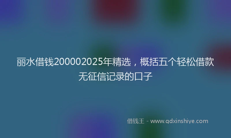 丽水借钱200002025年精选，概括五个轻松借款无征信记录的口子