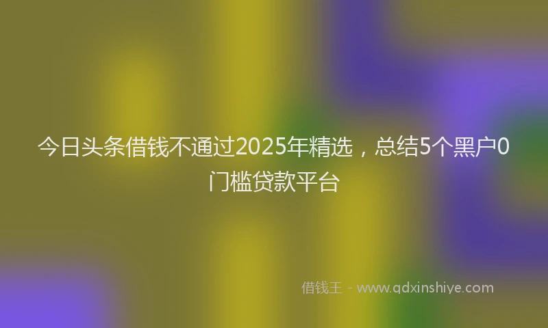 今日头条借钱不通过2025年精选，总结5个黑户0门槛贷款平台