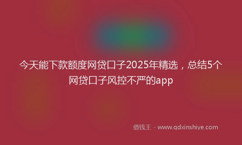 今天能下款额度网贷口子2025年精选，总结5个网贷口子风控不严的app