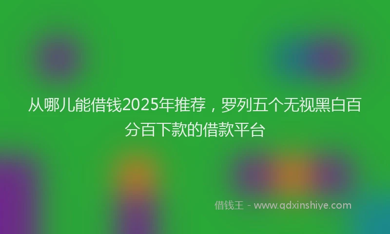 从哪儿能借钱2025年推荐，罗列五个无视黑白百分百下款的借款平台