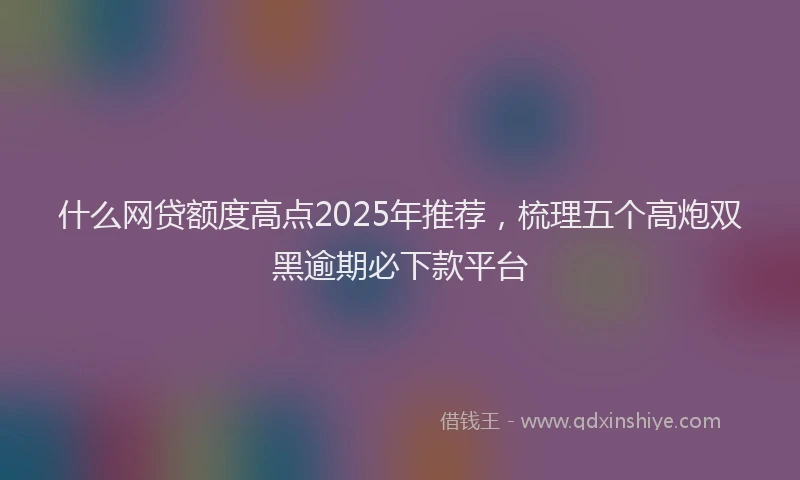 什么网贷额度高点2025年推荐，梳理五个高炮双黑逾期必下款平台