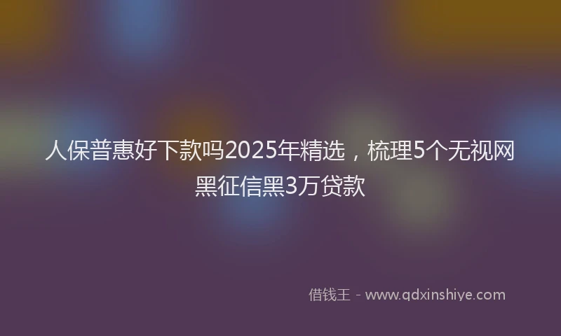 人保普惠好下款吗2025年精选，梳理5个无视网黑征信黑3万贷款