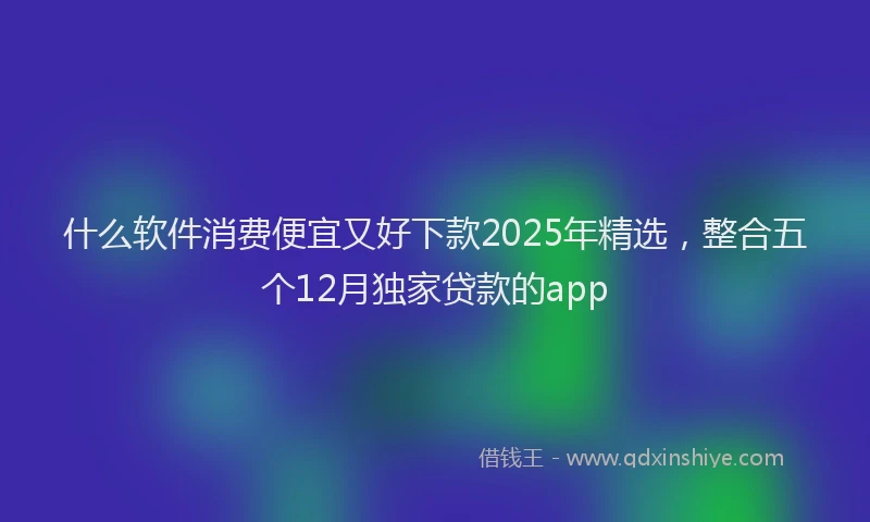 什么软件消费便宜又好下款2025年精选，整合五个12月独家贷款的app