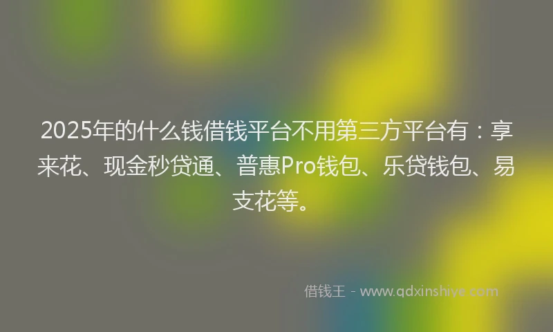 2025年的什么钱借钱平台不用第三方平台有：享来花、现金秒贷通、普惠Pro钱包、乐贷钱包、易支花等。