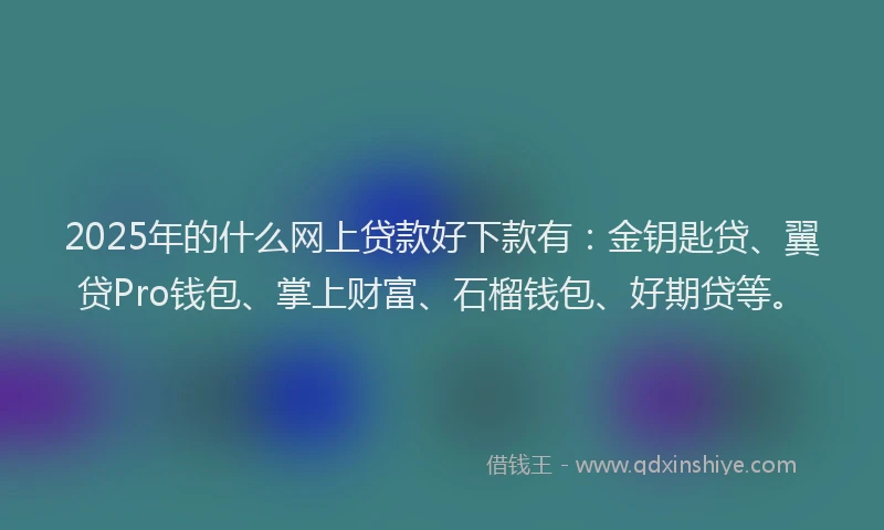 2025年的什么网上贷款好下款有：金钥匙贷、翼贷Pro钱包、掌上财富、石榴钱包、好期贷等。