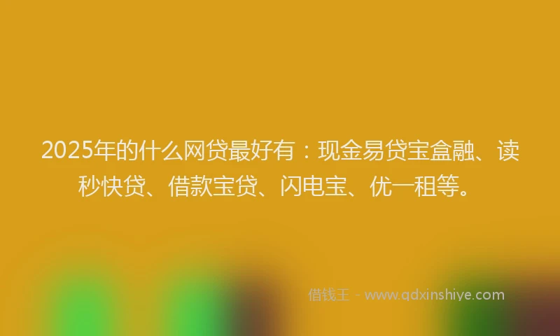 2025年的什么网贷最好有：现金易贷宝盒融、读秒快贷、借款宝贷、闪电宝、优一租等。