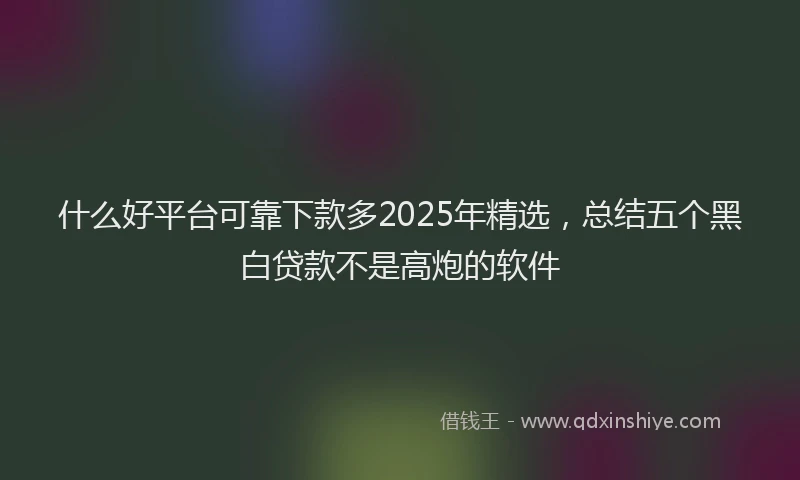 什么好平台可靠下款多2025年精选,总结五个黑白贷款不是高炮的软件