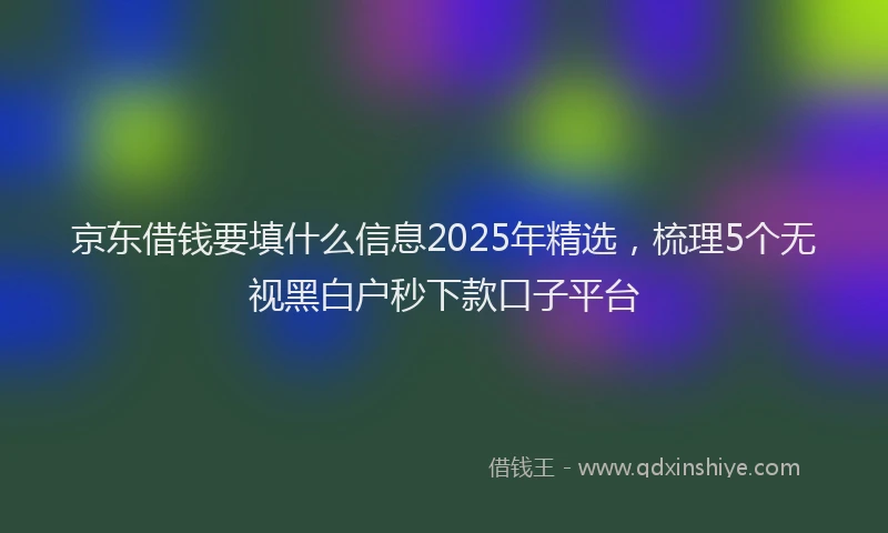 京东借钱要填什么信息2025年精选，梳理5个无视黑白户秒下款口子平台
