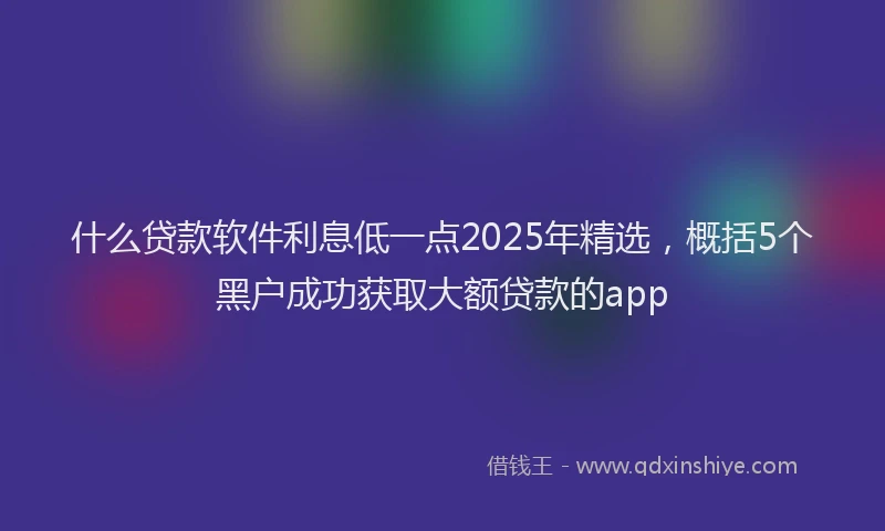 什么贷款软件利息低一点2025年精选，概括5个黑户成功获取大额贷款的app