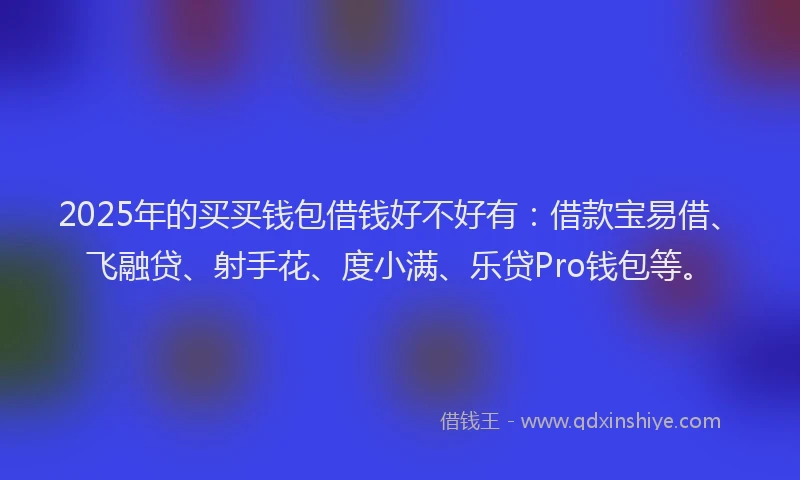 2025年的买买钱包借钱好不好有：借款宝易借、飞融贷、射手花、度小满、乐贷Pro钱包等。
