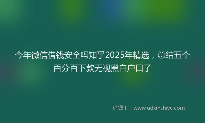 今年微信借钱安全吗知乎2025年精选，总结五个百分百下款无视黑白户口子