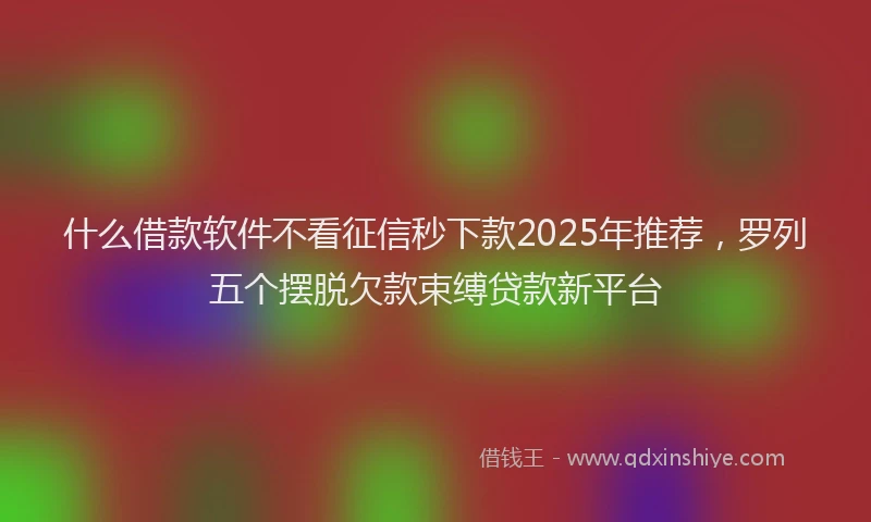 什么借款软件不看征信秒下款2025年推荐，罗列五个摆脱欠款束缚贷款新平台