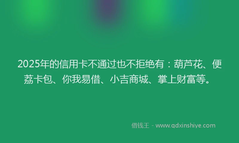 2025年的信用卡不通过也不拒绝有：葫芦花、便荔卡包、你我易借、小吉商城、掌上财富等。
