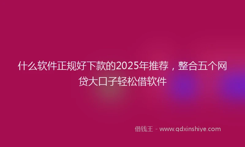 什么软件正规好下款的2025年推荐，整合五个网贷大口子轻松借软件