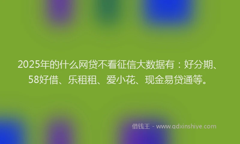 2025年的什么网贷不看征信大数据有:好分期、58好借、乐租租、爱小花、现金易贷通等。
