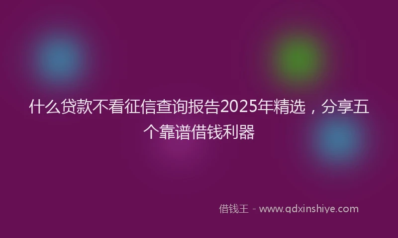 什么贷款不看征信查询报告2025年精选，分享五个靠谱借钱利器