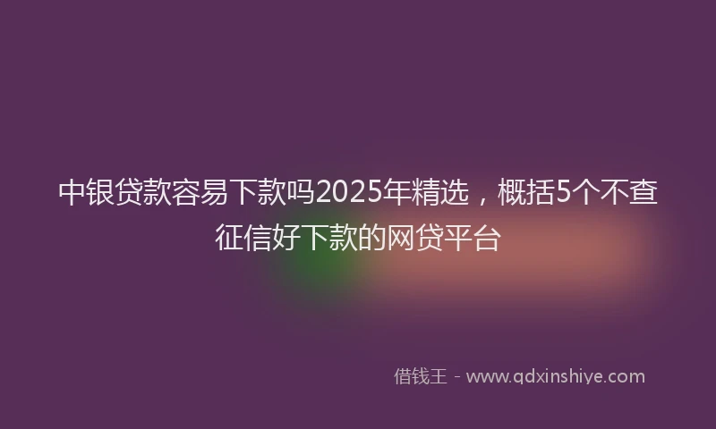 中银贷款容易下款吗2025年精选，概括5个不查征信好下款的网贷平台