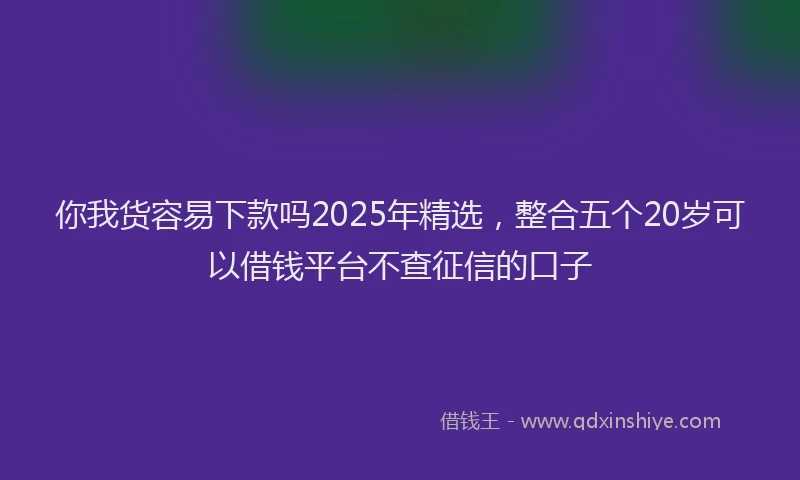 你我货容易下款吗2025年精选，整合五个20岁可以借钱平台不查征信的口子