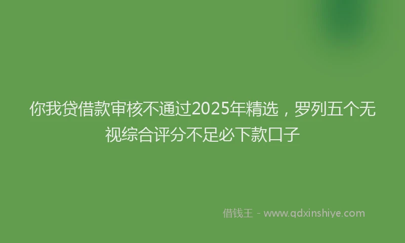 你我贷借款审核不通过2025年精选，罗列五个无视综合评分不足必下款口子