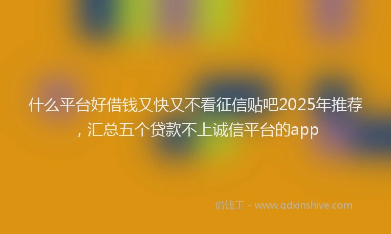 什么平台好借钱又快又不看征信贴吧2025年推荐，汇总五个贷款不上诚信平台的app