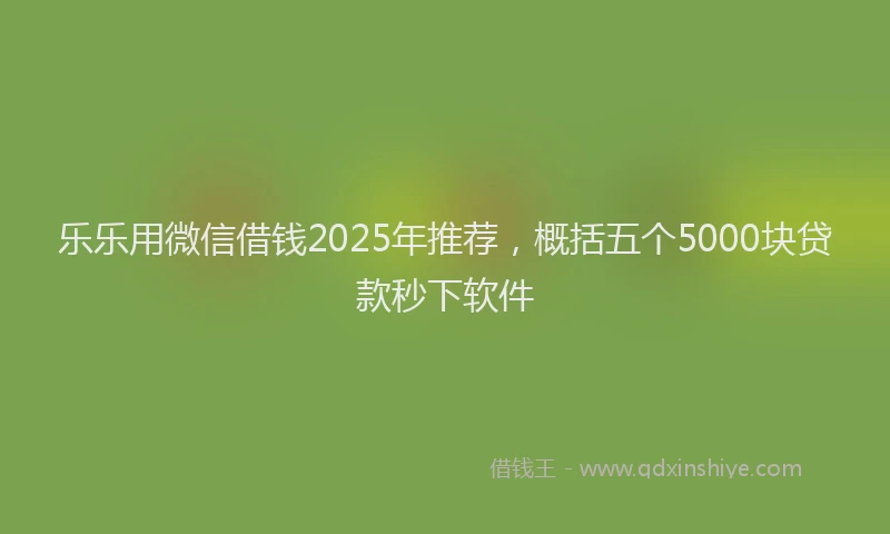 乐乐用微信借钱2025年推荐，概括五个5000块贷款秒下软件