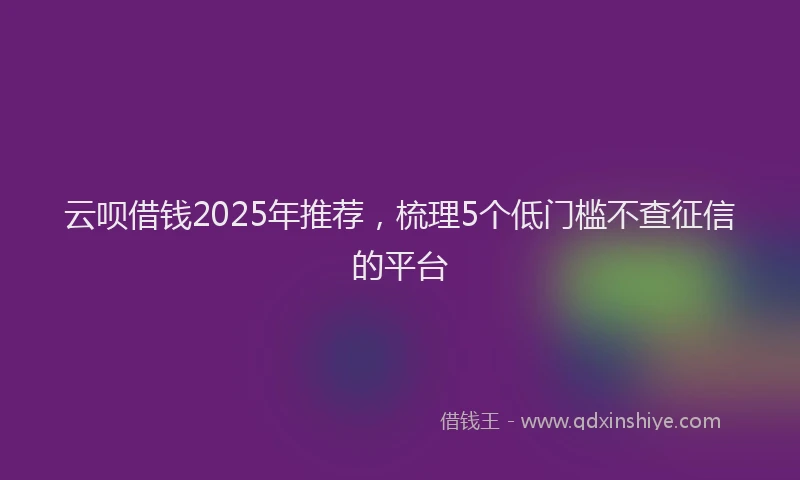 云呗借钱2025年推荐，梳理5个低门槛不查征信的平台