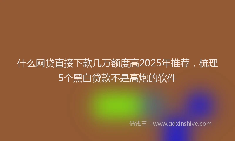 什么网贷直接下款几万额度高2025年推荐，梳理5个黑白贷款不是高炮的软件