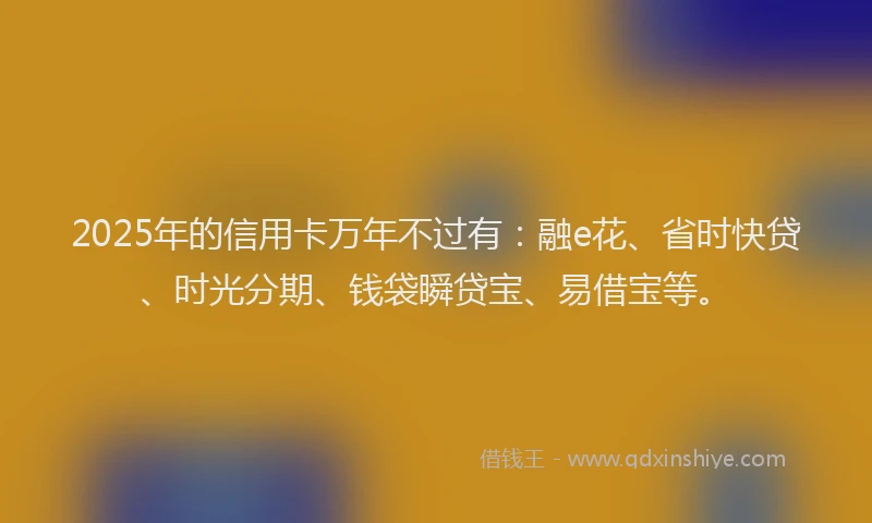 2025年的信用卡万年不过有：融e花、省时快贷、时光分期、钱袋瞬贷宝、易借宝等。