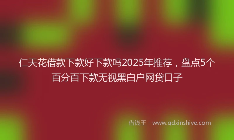 仁天花借款下款好下款吗2025年推荐，盘点5个百分百下款无视黑白户网贷口子