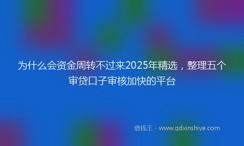 为什么会资金周转不过来2025年精选，整理五个审贷口子审核加快的平台