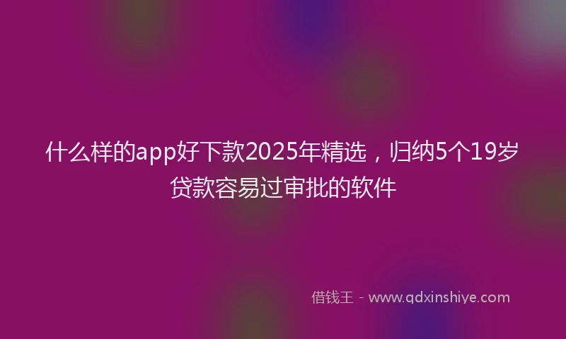 什么样的app好下款2025年精选，归纳5个19岁贷款容易过审批的软件