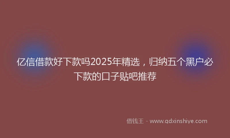 亿信借款好下款吗2025年精选，归纳五个黑户必下款的口子贴吧推荐