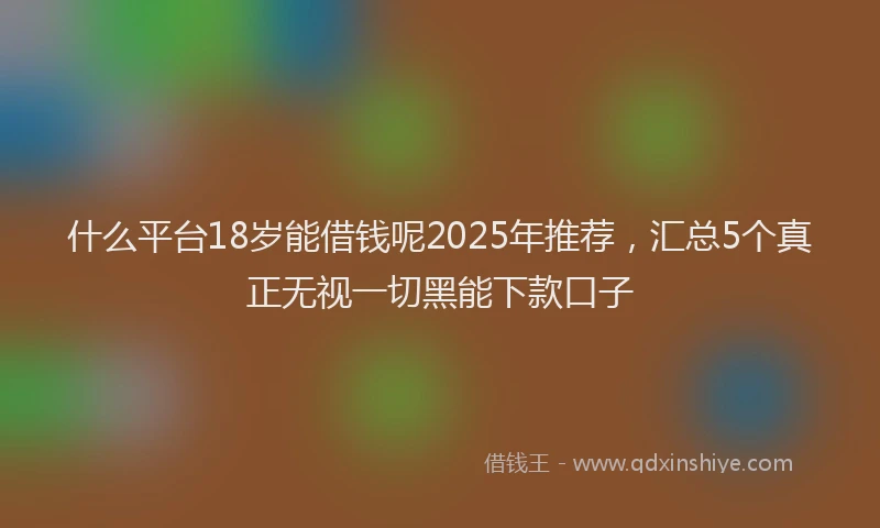 什么平台18岁能借钱呢2025年推荐，汇总5个真正无视一切黑能下款口子