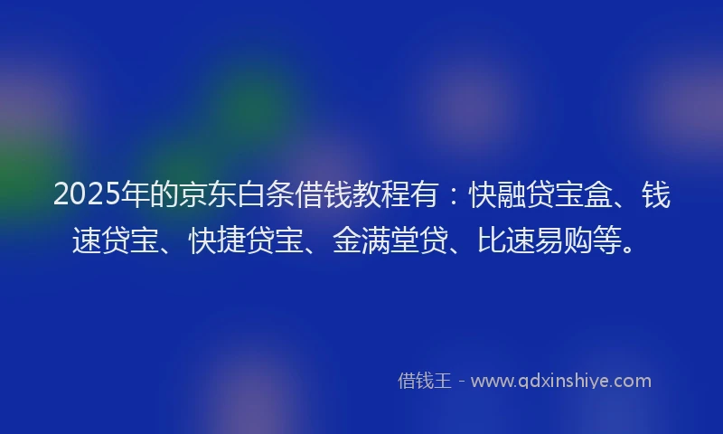 2025年的京东白条借钱教程有：快融贷宝盒、钱速贷宝、快捷贷宝、金满堂贷、比速易购等。