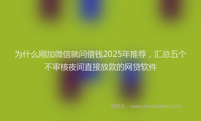 为什么刚加微信就问借钱2025年推荐,汇总五个不审核夜间直接放款的网贷软件