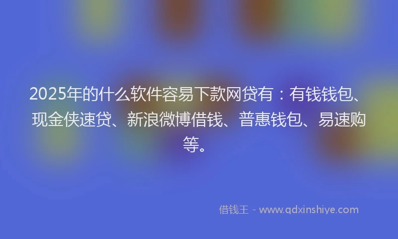 2025年的什么软件容易下款网贷有：有钱钱包、现金侠速贷、新浪微博借钱、普惠钱包、易速购等。