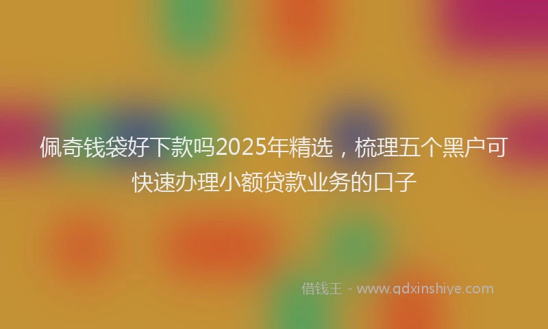 佩奇钱袋好下款吗2025年精选，梳理五个黑户可快速办理小额贷款业务的口子