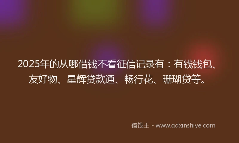 2025年的从哪借钱不看征信记录有：有钱钱包、友好物、星辉贷款通、畅行花、珊瑚贷等。